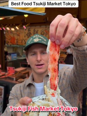 Trying all the best foods at the world famous Tsukiji Market in Japan  Full tour live now on our YouTube channel, link in bio! #japan #tokyo #sushi #tsukijifishmarket 