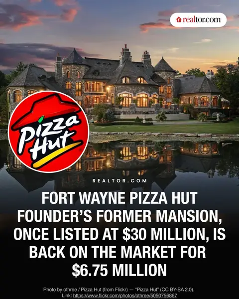 This former home of fast-food impresario Dick Freeland is back on the market for $6.75 million—after previously being listed for $30 million in 2017. #indiana #pizzahut #mansions #fortwayne #gildedage 