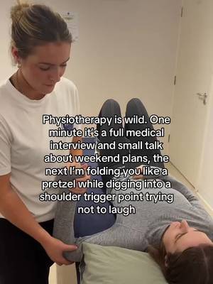 Physio life: mid shoulder stretch & small talk about the weekend 😅 #PhysioTok #PNFStretch #ClinicLife #PhysioClinic #BristolPhysio