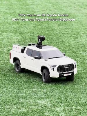 Does whipping around a @northernsuperlg game at half-time count as off-roading? Get the POV from our remote-controlled Tundra ⚽ Faire le tour du terrain d’un match de la @northernsuperlg à la mi-temps, est-ce que ça compte comme du hors route? Découvrez le point de vue de notre Tundra télécommandé ⚽