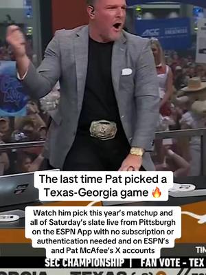 Pat picking Texas-Georgia, Notre Dame-Pitt and more from his hometown of Pittsburgh is sure to be electric ⚡️ #collegegameday #cfb #patmcafee