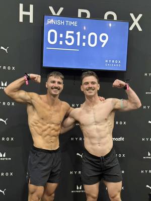 51:09 Pro Doubles in Chicago!!! This was our first race together, so we’re coming for sub 50 in the next one! #hyrox #fitnessjourney #hybridathlete #runningmotivation 