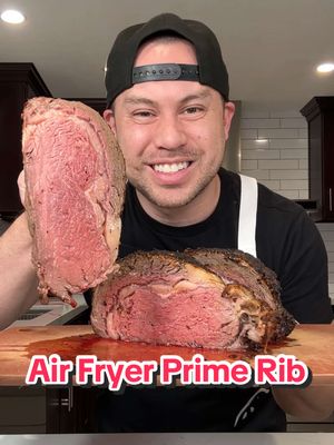 Let’s make Prime Rib using an Air Fryer! This is perfect for the holiday season and super easy to do! 🤤🙌🏼🎄   Ingredients: 6-8lbs boneless prime rib roast (make sure it’ll fit your air fryer!) 8 tablespoons unsalted butter, softened 2 tablespoons minced garlic 1 tablespoon fresh or dried thyme 1 tablespoon fresh or dried rosemary 1 tablespoon ground pepper 1/2 tablespoon kosher salt *For the gravy: 1/2 cup prime rib drippings 1/4 teaspoon kosher salt 1/2 cup all-purpose flour or cornstarch 4 cups beef stock or water Recipe: 1. Preheat the the air fryer at 375F 2. Create the garlic herb butter by mixing together softened butter, salt, pepper, thyme, rosemary and minced garlic; mix thoroughly 3. Make sure the prime rib will fit your air fryer; if needed, cut the roast down to properly fit 4. Spread the garlic herb butter mixture all over the outside of the prime rib 5. Place the prime rib in the air fryer and cook for 15 minutes 6. Reduce the temperature to 315F and cook for an additional 30 mins or until an instant read thermometer reaches the desired fineness: 115F for rare; 120F for medium-rare; 130F for medium 7. When it’s done cooking, remove from the air fryer and let rest covered with foil for 20 minutes; remember that your prime rib will continue cooking 8. *For gravy (not shown), mix together prime rib drippings, salt, flour or cornstarch and beef stock or water until thoroughly combined 9. When the prime rib is ready, slice it, serve it and eat it! It’s so delicious! 🤤 . . . . . . #hungryhugh #airfryer #Recipe #primerib #roast 