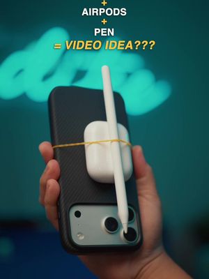 HOW TO GET THIS SHOT WITH JUST A PHONE 📱 Here’s a fun little hack you can try right now. Grab your iPhone and switch to the 0.5x lens. Strap your AirPods case and a pen (I used an Apple Pencil Pro) onto the back of your phone with a simple rubber band. The key is to move the entire unit with both hands to create that dynamic locked on perspective shot 🎥 Be careful when securing everything. If you need extra stability, use duct tape instead of a rubber band. Now slowly rotate or push the camera forward while keeping the motion smooth. Try it out and tag me in your results!  #filmmaking #editing #videography #edit #tutorial    