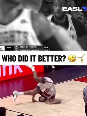 #JameelWarney and #EfeOdigie did some gymnastics on the court - who did it better? 🧐 #EASL #YourGame 