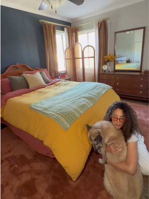 Which rug? Use both. Because you contain multitudes (and pets).  Featuring Harvest Stripe Brown Re-Jute by Architectural Digest and our new Ryder Terracotta Plush rug #cozyhomedecor #plushrug #ruggable #apartmentdecor #petfriendlyhome 