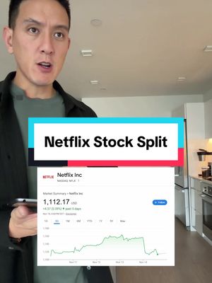 Explaining Netflix’s 10:1 Stock Split. A stock split occurs when a company believes that their share price has gotten too ‘high’ and psychologically doesn’t appeal to investors anymore. Pre split, NFLX was trading for ~$1100 per share. Now, there are 10 times as many shares outstanding, but each share is $110 ish now. Stock splits don’t inherently change the fundamentals of a company, but yet it can still be a bullish signal for future investors. A high price for a share may scare some investors away, but splitting the stock can create this perception that it’s now more affordable, which in turn boosts demand overall. #tiktokencyclopediacontest #tiktokforgood 