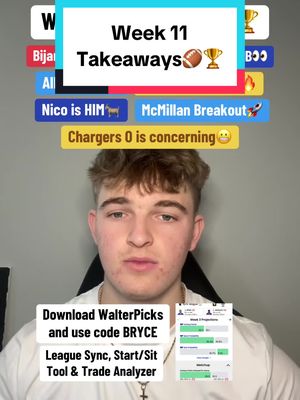 Week 11 Takeaways🏈🏆 #fantasyfootball #fantasycontent #fantasytakeaways #week11 #titanswalterpicks 