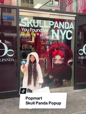 Checking out the new @POP MART US Skull Panda pop up in the city! 💕🥰  Harper’s been obsessed with skull panda! 🐼 #popmart #skullpanda #nycpopup