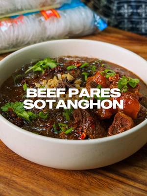 Beef Pares Sotanghon 🍜 It’s got everything you love. That sweet, savory broth, the slow-cooked beef, the aroma of soy, garlic, and star anise, just in a lighter, slurpable form. And that's where Good Life Premium Vermicelli comes in. Made from premium potato starch, it’s smooth, glossy, and perfectly firm, soaking up the broth beautifully while keeping its bite. It’s beef pares, reimagined. Simple, rich, and full of flavor in every bite. 🍲✨ Now it’s your turn! Share your version of this dish and show us how you #TasteTheGoodLife with #GoodLife @Good Life Kitchen Club  INGREDIENTS: Beef & Broth - 1 kg beef brisket or shank, cut into large cubes - 2 tbsp oil - 1 large onion, sliced - Whites of 2-3 spring onions (keep whole) - 6 cloves garlic, minced - 1 knob ginger, sliced - 1 tbsp dark soy sauce - 3 tbsp Good Life Oyster Sauce  - 2 tbsp muscovado sugar - 1 tbsp rice wine or Shaoxing wine (optional) - 4 pcs star anise - 1 cinnamon stick - 1 bay leaf - 1 tsp black peppercorns - 1 small piece dried orange peel (or fresh zest strip) - 1 tbsp sibot (optional, for depth) - 4-5 cups beef broth or water - 1 tbsp fish sauce (to taste) Optional: Add beef tendon for that chewy texture and richness. Noodles & Garnish - 250g Good Life Premium Vermicelli - Green onions, sliced - Fried garlic - Cilantro leaves - Chili oil (optional but recommended) INSTRUCTIONS: - Heat oil and sear the beef until browned on all sides. Set aside. - Sauté garlic, green onion, and ginger. Add muscovado sugar and let it melt and caramelize. Return the beef and coat it in the caramel. - Pour in soy sauce, oyster sauce, and rice wine. Add bay leaf, star anise, cinnamon, orange peel, peppercorns, and sibot.  - Add tendon (if using), pour in beef broth, bring to a boil, then simmer 1.5–2 hours (or pressure cook 30–40 min) until tender. Season with fish sauce. - Cook Good Life Vermicelli until clear, glossy, and firm. Drain. - Assemble your bowl, and top with fried garlic, green onions, cilantro, and chili oil.