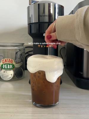 Salted maple chai? Yeah, @Ash 🧋✨🏰 did that 😮‍💨🍁 She mixed espresso, TAZO Classic Chai Latte, and cold foam salted maple creamer—and honestly, we can’t stop thinking about it 🤎 #MyTAZOTaste
