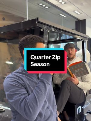 The squad is on the up, it’s Q-Zips and Matcha season. 🍵 #quarterzip 