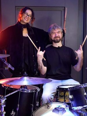 I started a new youtube series called Touching Grass and Ep. 1 is making a metal song with @Jacksepticeye lol :’) link in bio for full vid! Let me know who should be my next guest and what we should do!