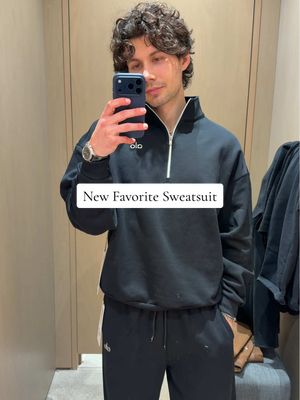 It's sweatsuit season. Alo's black quarter zip and sweatpants are a must have. #quaterzip #sweatpants #fashionfinds #loungeset #creatorsearchinsights 