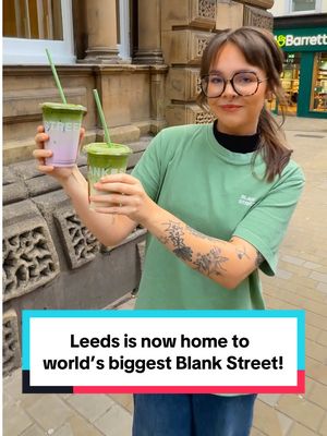 Inside the new Blank Street in Leeds! 🤩 The viral coffee brand is making its Leeds debut in style - opening the biggest Blank Street shop in the world 🌍🤯 The Albion Street Starbucks has been replaced with two mint green floors selling the drinks that made this brand famous!  Their vibrant matcha line-up includes the viral Blueberry Matcha and White Chocolate Matcha! This is the 49th @Blank Street in the UK, meaning Leeds locals will now be among those trying the new Winter Menu too, featuring the Blondie Matcha and Espresso Martini Latte ☕ Laynes Bakery has been chosen as their local pastry supplier too - keeping it proper Leeds 💪 Blank Street opens in the city on Saturday 22nd November! #leeds #leedscitycentre #leedsfood #blankstreet #matcha