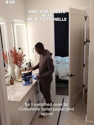 I might go a little overboard before guests come over, but hey 🤷🏾‍♂️ happy guests, happy me #ad Now that I’ve come clean, it’s your turn. What’s your hosting quirk or tip? 👀🧻 #CottonellePartner #HomeEssentials #CleanVibes #Bathroomdecor