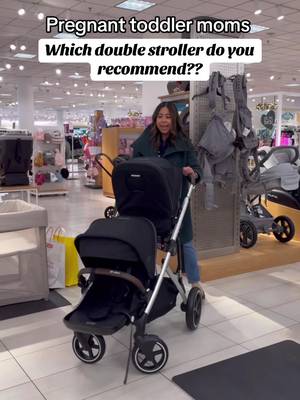 Pregnant toddler moms - what double stroller did your family get? I tested out the Cybex Gazelle and the Nuna Demi Grow at @Nordstrom ! #doublestroller #pregnantlife #stroller #momof2 #newmomlife 