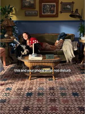 A gentle reminder that doing nothing is, in fact, doing something. So go ahead and put your phone on DND—you’re busy.  Featuring our new Calloway Brown Multicolor rug #cottagecoredecor #cozyhobbies #slowliving #cozyhomedecor #cottagecorevibes #ruggable 