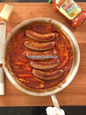 Sausage and peppers over creamy polenta with @Bertolli #ad   Using their Organic Garlic and Olive Oil sauce for this. It’s made with real tomatoes, basil, and extra virgin olive oil, so it brings a clean, authentic Italian flavor that fits this dish perfectly. Bertolli has been making sauces for over 160 years, and it just makes the whole recipe come together without any extra work. Shop now to grab a jar for your next fall dinner.