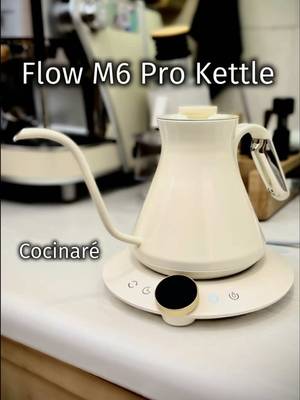 Welcome to the Flow M6 Pro (Dali White) from @Cocinare Direct, my first gooseneck kettle!☕️🤍 This year, I’ve been extremely lucky with coffee, winning now this other coffee toy in a giveaway, and I am also extremely thankful and excited to be able to share filter methods from now on! 💪🏼 As a deep black coffee lover, mostly espresso, and some cold brew this past summer, I’ve been learning about V60 as well, and I have enjoyed the magic of the same coffees both in espresso and V60. Even though I prefer espresso because of its more intense flavor and much creamier body, I must say that V60, at a ratio of 1:14, I have been enjoying as well, in particular for the lightest roasts, ending up with much sweeter and balanced cups than espresso, regardless the lighter body 🤤 I was using a pitcher before for my V60, and the result was good, but the flow and temperature control with the Flow M6 Pro is amazing, being the proper one for the perfect cup! The features I mostly love, considering I never had a gooseneck kettle before, are: • Precision flow control, which helps to pour exactly where you want, and will also help to adjust the flow speed, and thus the level of agitation depending on the beans. • Heats up in ~2 min, less than the time needed for coffee prep, so no waiting time. • Built in timer with 3 sec countdown, perfect for beginners like me who don’t have a filter-coffee-specific scale. • Button to keep the target temperature stable, so you have a constant brewing temperature during your 3-4 min of extraction. • The color is more a cream or off-white, which matches perfectly with all my other coffee gear! Here, I used the Heaven Sent beans from @Love Your Coffee, which showed a beautiful blooming, that I loved in espresso and it turned out very balanced in V60! Also my favorite double wall tasting glass for filter coffee and iced drinks from @Ovalware, and the super versatile manual K6 grinder from @kingrinder! Use my code COFFEEMENEZ10 for a 10%-off on Cocinaré’s products (link in Instagram bio)! #coffee #cafe #coffeetiktok #fyp #foryoupage 