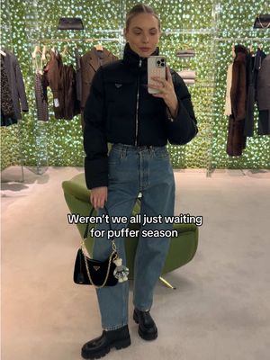 I certainly was. ❄️ But this @Prada puffer was so cute I’d wear it anytime! #pufferjacket #prada #winterfashion #model 