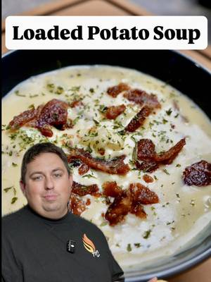 My Wife Has Been Begging Me To Make This… Loaded Potato Soup 4 large Russet potatoes cleaned 4 tbsps butter 2 tbsps garlic 1/2 chopped yellow onion 1/2 cup Flour 3 cups Milk 4 cups chicken stock (divided in half) Salt, pepper, and garlic powder to taste 1/2 cup sour cream 16 oz velvetta cubbed 3-6 crumbled strips of bacon Optional*** Garnish with bacon and green onion Poke holes in the potatoes with a fork, microwave them for 12 to 15 minutes until tender. Halve the potatoes and cut into chunks to cool In a large pot, melt butter over medium-low heat.  Add garlic and onion and cook until the onion is translucent Slowly whisk the flour into the pan and stir til slightly browned.  Slowly whisk in the milk 1 cup at a time. Then add the 1/2 chicken stock. Bring to a light simmer and whisk in the salt, garlic powder and pepper. Let come to a light simmer and thicken stirring occasionally  Add velvetta, bacon and the sour cream and stir til smooth Turn off heat, and fold in potatoes  I garnish with green onion and a little bacon and my wife LOVES IT, good luck!  Ps: I use half the chicken stock when I cook the soup and when I put it away for leftovers I add the additional 2cups to thin it out…. Personal preference, you’ll see #holmescooking #potatosoup #mealideas #cookingvideo #Recipe 