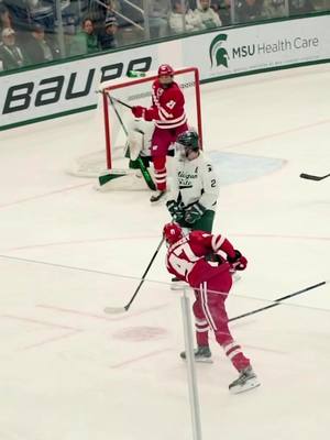 Blake Montgomery @Wisconsin Hockey with the bar down goal against #1 ranked Michigan State #everythingcollegehockey #wisconsinhockey #bagers 