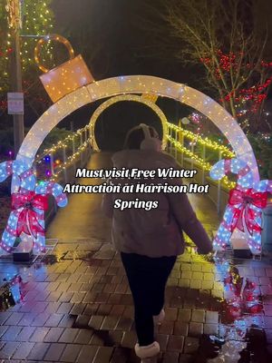 A must-see free winter wonderland for the whole family — Nov 22, 2025 to Jan 11, 2026 @tourismharrison ❄️ Lights by the Lake in Harrison Hot Springs transforms the lakeside into a sparkling holiday wonderland. Stroll along glowing shorelines, admire whimsical holiday displays, and take in charming winter window paintings. During festive nights, enjoy free hot chocolate*, live music, Christmas storytime, free ice skating (bring your own skates or rent on-site), and the chance to snap photos with Santa and Sasquatch. #lightsbythelake #harrisonhotsprings #travelbc #holidaylights #freeevent 