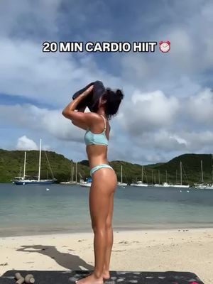 20 Min Cardio HIIT ⏰ Want more bodyweight style workouts like these? Join Full Body Fit now! https://borntosweat.lpages.co/full-body-fit/ We’ve finally got ourselves back into a good groove! 8 AM workouts, eating healthy(er), in bed by 10 PM and just feeling on top of things!  🔥 For this workout I wanted to get a good sweat on, get my heart rate up, and get it done quick. I’m using very light weights for a couple exercises but you can swap to bodyweight or use a light booty band instead. Workout details below! Comment ‘bodyweight’ if you want me to send you more free workouts like these :)  Full Body HIIT 4 sets: 30 secs on / 15 off Squat jacks  Sprawl to pull apart (can use bands) Weighted alt v ups (weight optional) Kickthroughs  Skater jumps (45 secs) . . #hiit #cardio #abs #20minuteworkout #highintensitytraining #bodyweightworkout #workoutvideo #homeworkout
