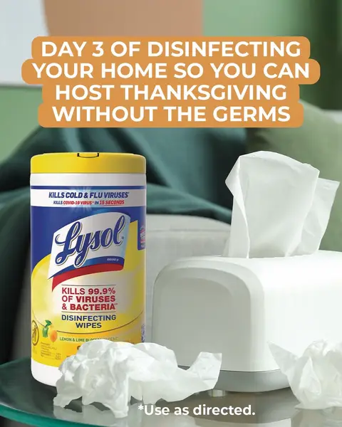 Hosting Thanksgiving isn’t for the weak, but #LysolDisinfectingWipes makes it a little easier by killing 99.9% of viruses and bacteria*. *Use as directed