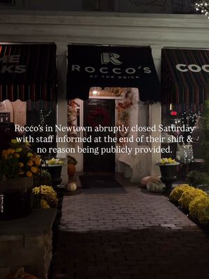 Breaking  Rocco’s at the Brick abruptly closed Saturday night, catching employees and customers off guard just as the busy holiday dining season was set to begin. Staff said they were informed of the shutdown at the end of their shift, and by Sunday no explanation had been provided publicly, fueling widespread speculation online. Some residents speculated that the closure stemmed from a dispute between the restaurant’s operators and the owner of the Brick Hotel, while others pointed to increased competition from The Capital Grille, which opened in 2024 at the Village at Newtown. The restaurant, known for steak, seafood, and its scenic views of State Street, offered indoor and outdoor dining and a popular bar. Its sudden closure left many customers concerned about unused gift cards. A sign posted on the door Sunday stated “We Are Closed” and said gift card refunds would be available on Monday, listing a contact phone number. Another notice clarified that the Brick Hotel remains open, as it operates separately from the restaurant. Rocco’s had opened inside the historic Brick Hotel in early 2018. The building, owned by Verindar Kaur—who also holds the liquor license—was previously featured on Gordon Ramsay’s Hotel Hell, where Ramsay harshly criticized the property before it underwent major renovations that paved the way for Rocco’s arrival. - Follow for more local updates  #buckscounty #buckscountypa #panews #phillysuburbs #newtownpa  