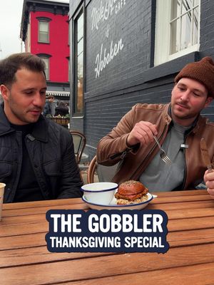 The Gobbler: Juicy Herb-Braised Turkey, Cranberry Aioli, Sweet Potato Hash-brown, with a Side of Homemade Gravy, Served on a Thanksgiving-herbed bun @milesquarecafe 