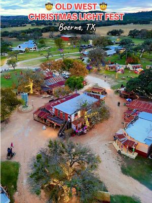 🎄🤠 One of the cutest Christmas events near San Antonio! Old West Christmas Light Fest in Boerne is back and dog friendly! ✨ Here’s what you can do👇🏻 • Walk through their Old West Christmas Town • Photos with Santa • DIY S’mores at the campfires • Scavenger hunt + tons of photo ops • Walk-through light tunnel • Petting zoo + mechanical bull rides • Laser tag in the lights • Live music every night NEW this year: ❄️ • More snow machines • Line dancing & trick roping (select nights) • Hand-painted Christmas décor • Elf Training Kids Zone 🎟️ Open Nov 28–Dec 23 — check website for exact dates/times. 🔗 www.christmaslightfest.com #oldwestchristmaslightfest #boernetx #christmaslights #sanantonio #sanantoniotx 