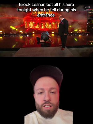 Brock Lesnar lost all his aura tonight when he fell during his entrance #WWE #greenscreen 