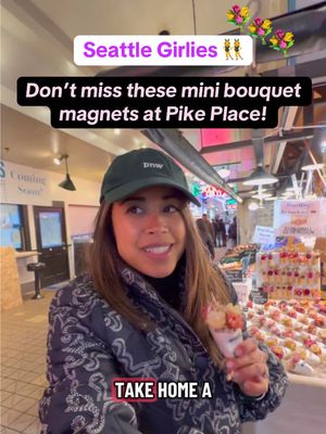 Seattle girlies 👯‍♀️ or girlies who are visiting Seattle - if you can’t take home a Pike Place Market bouquet, you can find these mini bouquet magnets for $15.  I love that you can take home a mini bouquet magnet from Lee Family Farm. It’s such a special Pike Place Market souvineir. Share this with a friend who would love a mini bouquet from Pike Place Market!  #pikeplacemarket #seattle #seattletiktok #seattlewashington #seattlecheck 