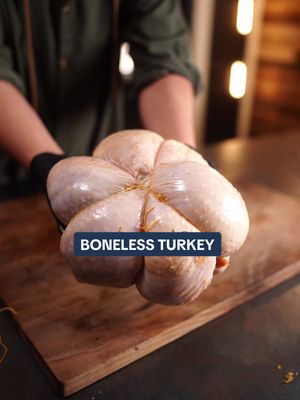 Deboned Turkey on The Traeger 🦃🔥  This recipe is easier then you think and it was perfect for breaking in my new @traegergrills 😮‍💨 Full recipe: 🔸 Debone a full turkey and keep the skin intact. 🔸 Season meat with Traeger Poultry Rub. 🔸 Tie it up with butcher’s twine (round or tube shape for turkey). 🔸 Optional — salt the outside and dry-brine in the fridge for 2 days. 🔸 After brining, coat with an olive-oil binder and add more rub. 🔸 Smoke at 275°F until the turkey hits 165°F internal. 🔸 Melt butter, Dijon, more seasoning, and paprika on the smoker. 🔸 Brush the glaze on when the turkey is 30 minutes from done #traegernation #traeger #turkey #thanksgivingrecipe #sponsored 