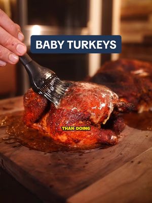 Baby Turkeys For Your Guests 🦃  👉 Spoiler alert: They’re not actually baby turkeys, these are called Cornish hens and they’re the perfect fit in the @GE Profile indoor smoker.  I paired them with some candied sweet potato’s and parmesan brussel sprouts. #thanksgivingrecipe #turkey #ad #geprofile 