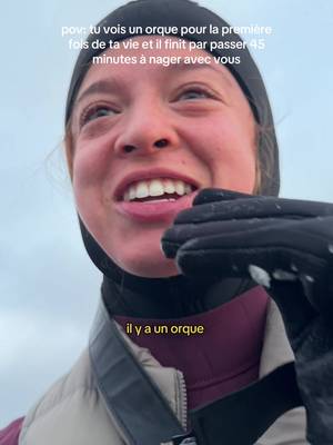 Ma première réaction (chaotique) à voir mon premier orque à vie! Cette interaction a été tellement spéciale - il est resté pendant 45 minutes à nager avec nous en répétanr une dizaine de fois les mêmes mouvements. C’était MAGIQUE.  #norvege #orque #arctic 