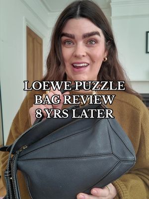 Let’s review my most worn bag EVER…8 years later. My Loewe Puzzle Bag, size small in Midnight Navy #Loewe #DesignerBags #Bags #HandbagCollection #TheWardrobeEdit