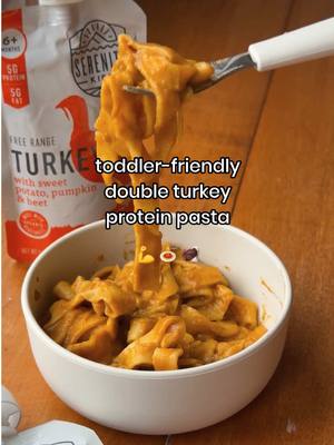 Save 📌  this recipe to make later! #blwrecipes #toddlerrecipes #toddlermeals #toddlerdinner  Noodle Ingredients • 1 1/2 cups cassava flour + 1/2 cup almond flour (or 2 cups all-purpose flour) • 1 egg • 1 Serenity Kids Turkey pouch Sauce Ingredients • 1 Serenity Kids Turkey Bolognese pouch • optional: drizzle of olive oil Directions • Mix flour + egg + turkey pouch into a shaggy dough • Knead until smooth; rest 30 minutes • Roll thin + cut into fettuccine • Boil 2–3 minutes until tender • Toss with warmed Turkey Bolognese puree • Serve warm + cut to baby-safe size