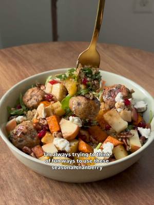 @Mary Smith making a delicious harvest bowl using our Cranberry Jalapeño Meatballs exclusively at Costco! Now $4 off until December 1st!