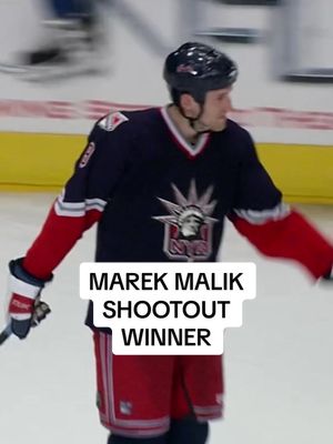 Today marks 20 years since Marek Malik’s iconic goal that ended a 15-round shootout 👀 #nyr #hockey #marekmalik #goal #NHL 