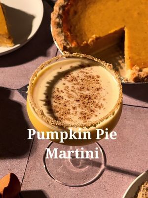 Thanksgiving’s favorite dessert in martini form! 🥧 Pumpkin Pie Martini  2 oz vanilla vodka  1 oz pumpkin pie cream liqueur  2 tbsp pumpkin puree  .25 oz maple syrup  Pumpkin pie spice  Graham cracker rim Pumpkin pie spice for garnish  Start by rimming a martini glass with a bit of agave, then dip it into crushed graham crackers, and set it aside.  In a cocktail shaker, combine vodka, pumpkin liqueur, pumpkin puree, maple syrup, and a few dashes of pumpkin pie spice, then add ice and shake until cold. Strain into your prepared glass and top with some more pumpkin pie spice. #cocktailrecipes #thanksgiving #thanksgivingcocktails #thanksgivingdrinks #thanksgivingrecipes      