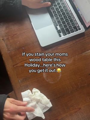 And we are using coasters from here on out 😂 #howtogetridofstains #parentshouse #homeimprovement #cleaninghacks 