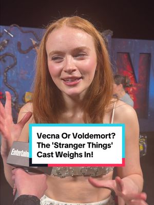 Who's the evilier V!? ☠️ We asked the cast of #StrangerThings which big bad is taking the win in a face-off: Vecna or Voldemort #HarryPotter #SadieSink #MillieBobbyBrown