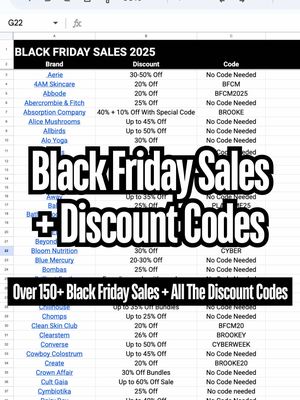 A list of all the Black Friday Sales and Discount Codes The list is 🔗 in my bio #blackfriday #blackfridaydeals #bfcm #discount #discountcode 