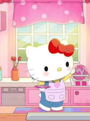Clean the kitchen with Hello Kitty: ASMR edition 🫧✨️ #hellokitty #asmr #CleanTok #cleaning