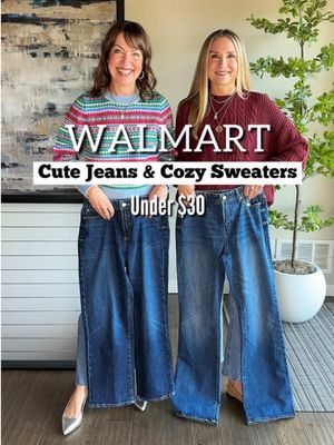The cutest under $30 jeans & sweaters at @Walmart ! Krista’s rhinestone jeans are sooo GOOD, grab them now before they’re gone!💎 Need a gift idea? Cozy sweaters are a slam dunk—these are all incredibly soft, cute and best of all, so affordable!🎁 Link to shop in comments! #walmartpartner #walmart #walmartfashion #walmartfinds #outfitinspo 