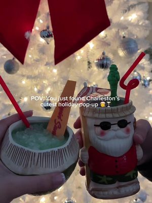Sippin Santa has finally arrived in Charleston!🍹🎅 Be sure to visit Prohibition for all of the holiday vibes! ❤️ Enjoy festive tiki style cocktails, the patio with complimentary heaters and blankets, a cute photo booth and yummy holiday menu items! ✨ What we ordered: 🍹 Coco Ho Ho Ho 🍍 Holiday Mai Tai 🌴 Crispy brussel sprouts 🌮 Mango poke tacos Save this for your next holiday night out and follow along for more Charleston recs! ➡️ #charleston #holidaypopup #charlestonrecs #holidays #thingstodoincharleston @Visit Charleston SC 