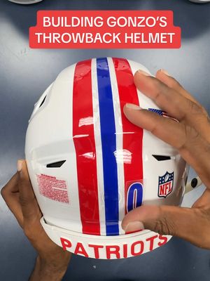 building christian gonzalez’s throwback helmet ‼️ @Gonzo #nfl #patriots #equipment #helmet #christiangonzalez 